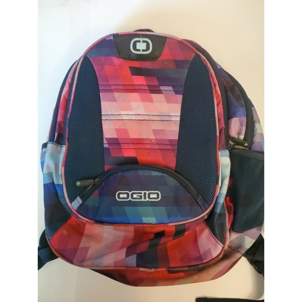 OGIO 17" Computer Book School Bag Blue Pink Gray Plaid Backpack